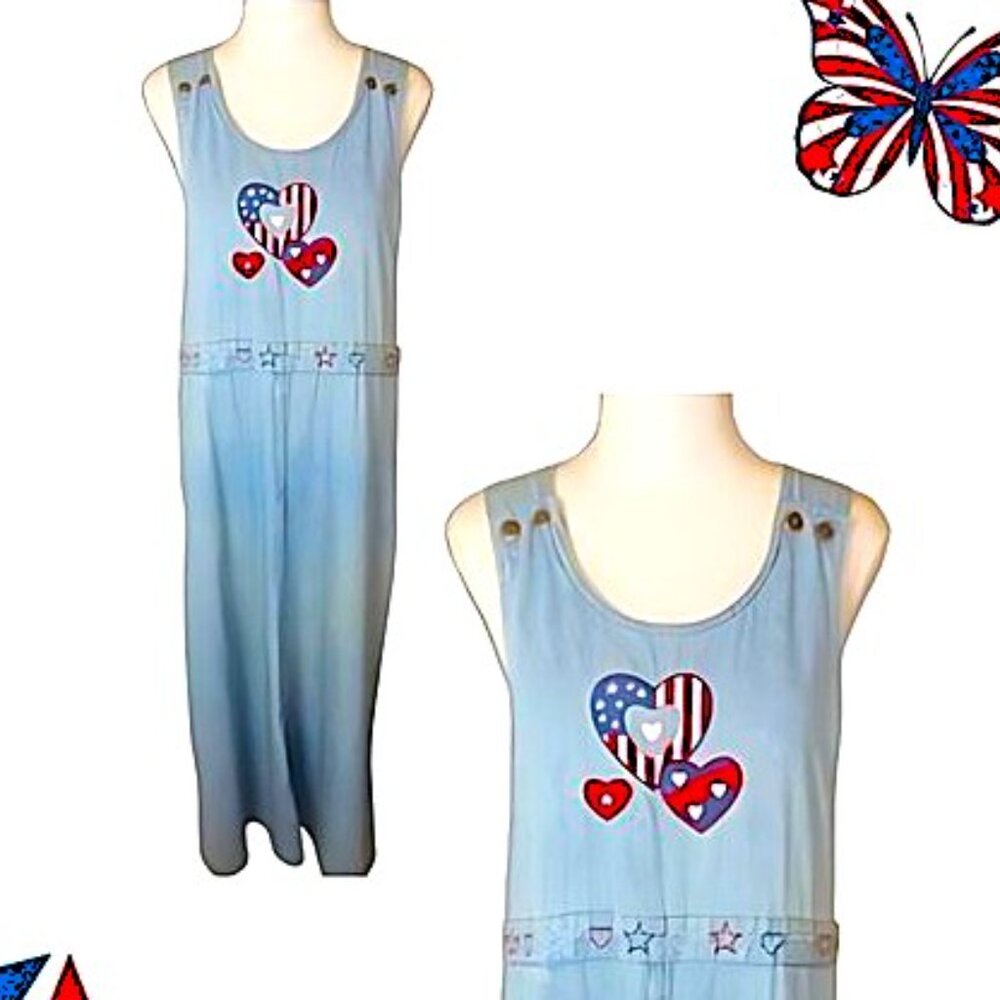 Vintage Blue Jean Denim Patriotic Jumper / Country Core